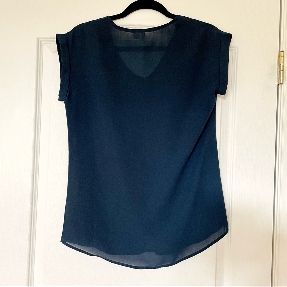 Navy Blue Blouse Silver Zip - Picture 2 of 3